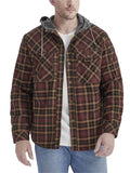 Men's Winter Warm Fleece Lined Thick Cotton Plaid Hooded Outwear