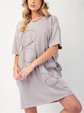 Women's 3D Flower Solid Color Short Sleeve T-Shirt Dress