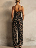 Womens V Neck Geometric Print Knot Front Harem Jumpsuit