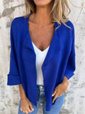 ‌Womens Autumn Faux Suede Plain Color Lapel Cardigan Outwear