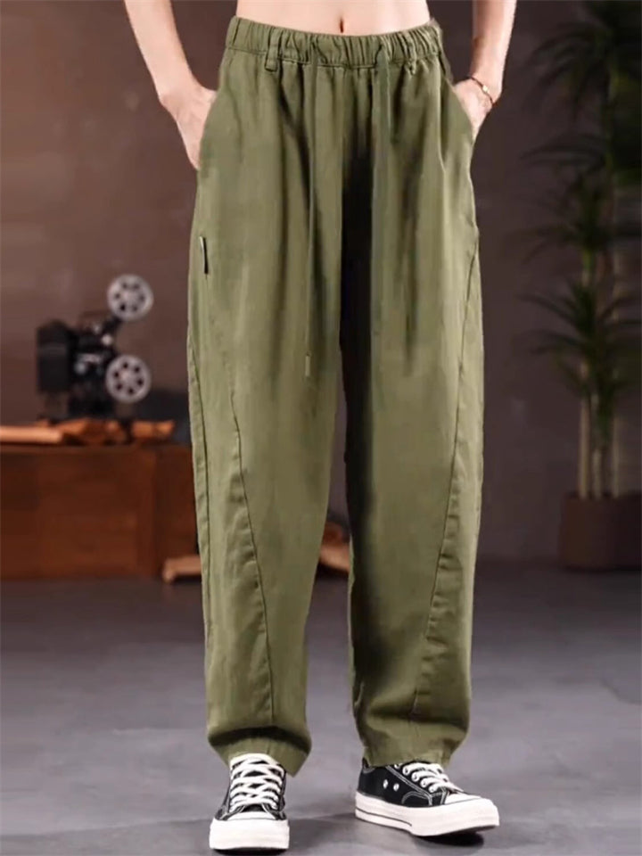 Women's Summer Solid Color Casual Elastic Waist Straight Pants
