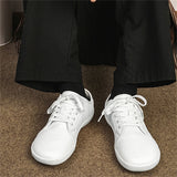Men's Casual Faux Leather Solid Color Lace Up Low Top Flats Shoes