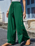 Female Plus Size Side Split Buttoned Drawstring Pants