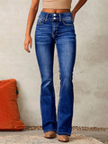 ‌Women's Vintage Streetwear‌ Mid Rise Bootcut Denim Jeans Casual