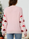 Women's Autumn Pink 3D Santa Claus V Neck Cardigan Christmas Sweaters