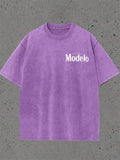 Unisex Modelo Vintage Acid Wash UFO Cowboy Graphic T Shirts