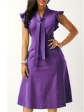 Women's Trendy Solid Color Short Sleeve Big Hem Dress