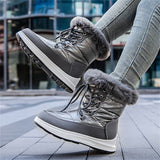 Artificial Fur High-top Women's Casual Lace-up Waterproof Snow Boots
