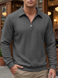 Mens Cable Knit Zip Up Pullover Long Sleeve Sweatshirts