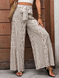 Summer Women's Patchwork Tie-waist Wide Leg Pants