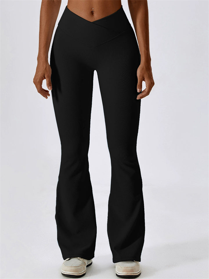 Women's Solid Color Sporty Flared Yoga Pants