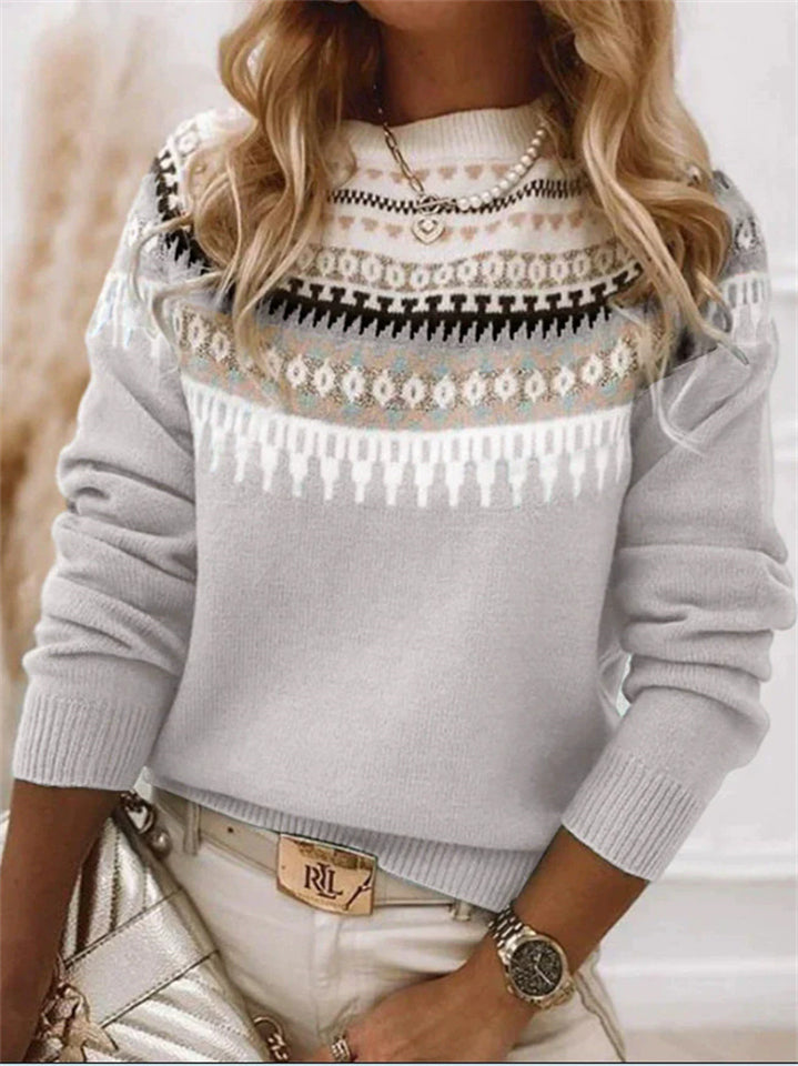 Contrast Color Fair Isle Print Women's Winter Warm Knit Sweater‌s