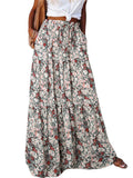 Boho Style Female Layered Paisley Printed Skirt with Pockets