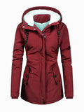 Women's Hooded Fleece Lined Warm Drawstring Winter Coats
