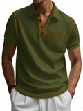 Male's Summer Simple Breathable Contrast Trim Short Sleeve Shirts