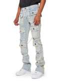 Men's Streetwear Cargo Stacked Jeans with Chains