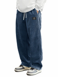 Men's Autumn Loose Solid Color Corduroy Drawstring Straight Leg Trousers