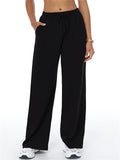 ‌Autumn Drawstring Cotton Loose Fit Sporty Straight Pants for Women