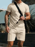 Sporty Short Sleeved Polo Collar Outfits for Men