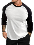 Men's Contrast Color Long Sleeve Raglan T-Shirt Casual Top