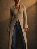 Women Maxi Ribbed Knit V Neck Button Down Cardigan Sweaters