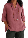 Summer Women's Solid Color Casual V Neck Shirts