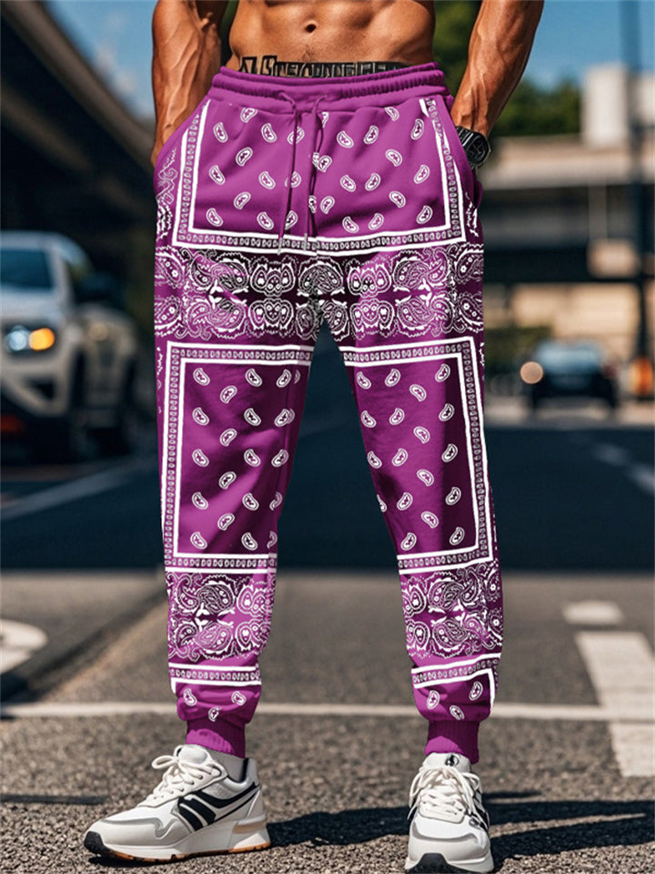 Casual Mens' Print Elastic Waist Drawstring Jogger Pants