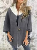 Women's Autumn Casual Contrast Collar Zip Up Half Sleeve Coats