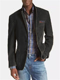 Men's Casual Distressed Single Breasted Blazer Jacket with Pockets