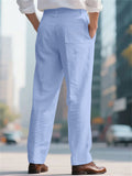 Male's Solid Color Casual Loose Straight Wide Leg Suit Trousers