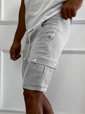 Men's Summer Casual Elastic Waist Patch Pocket Cargo Shorts