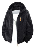 ‌Men's Fashion Cozy Zip Up Hooded Fleece Jacket for Winter