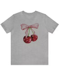 Super Cute Cherry Bowknot Print Summer T-shirts for Women