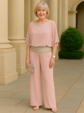 Women's Casual Sequin Patchwork BatWing Sleeve Top & Pants Set