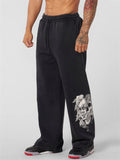 Men's Causal Printed Elastic Waist Drawstring Sporty Wide Leg Trousers
