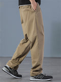 Simple Loose Men's Large Size Elastic Waist Cargo Pants