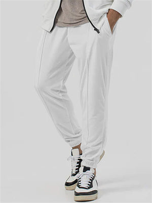 Solid Color Ankle-tied Sweatpants for Men
