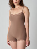 Women's Lace Trim Bodysuit Tummy Control Shapewear Romper Jumpsuit