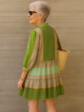 Women's Stylish 3/4 Sleeve Summer Patchwork Dress