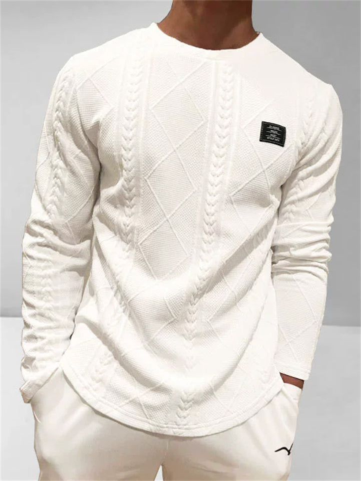 Men's Autumn Cable-Knit Slim Fit Long Sleeve Pullover Sweatshirts