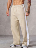 Men's Causal Contrast Color Elastic Waist Sporty Wide Leg Trousers