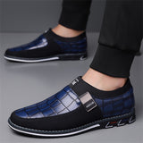 Men's Casual Plaid Faux Leather Flats Slip-ons Shoes