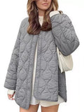 Women's Autumn Solid Color Round Neck Loose Quilted Coats
