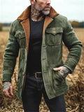 ‌Men's Winter Warm‌ Green Single Breasted Suede Fleece Lined Coat