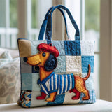 Fashion ‌Dachshund Print Patchwork Tote Bag