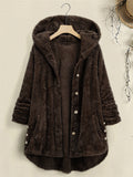 Women's Winter Chic Raglan Sleeves Hooded Fuzzy Coats