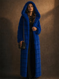Extra Cozy Warm Faux Fur Open Front Pocket Hooded Long Coat