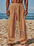 Mens' Parrot Print Elastic Waist Drawstring Wide Leg Pants
