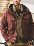 Men's Retro Long Sleeve Loose Hooded Outdoor Jacket