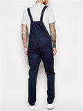 Men's Slim Trendy Solid Color Denim Overalls Jumpsuits